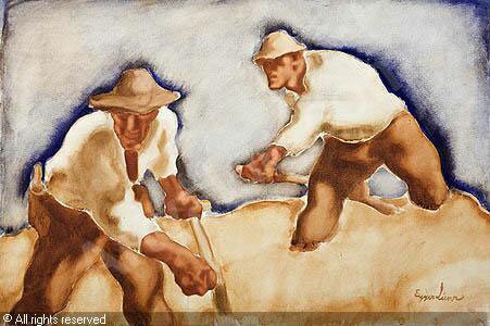 EGGER-LIENZ, Albin 1868-1926<br>
Zwei Schnitter, 1923